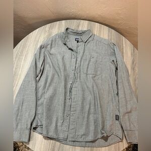 mens patagonia organic cotton long sleeve shirt size medium color gray